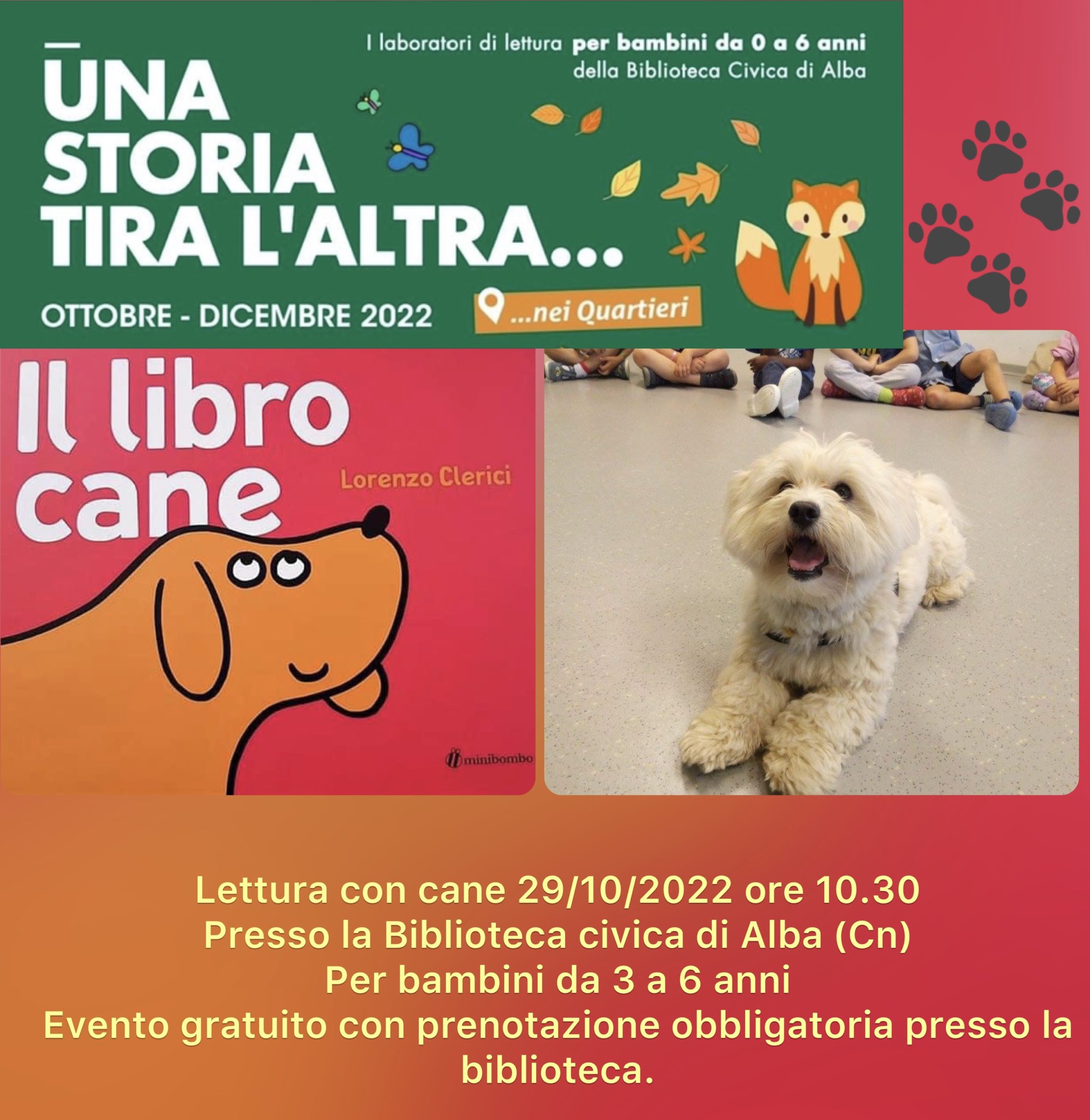 Lettura con cane presso la biblioteca civica di Alba – il libro cane